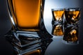 selective focus of cognac bottle and two glasses, Royalty Free Stock Photo