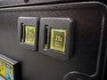 Selective focus on the coin slot on an arcade machine inside a video game store Royalty Free Stock Photo