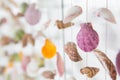 Selective focus of Colorful Mobile Shell on white wooden background Royalty Free Stock Photo