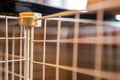 Selective focus on a connecting block on a modular wire cage shelving system