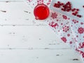 Selective focus on cranberries on a white rectangular ceramic plate