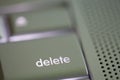 Selective focus delete key on keyboard, close-up, backlit, full frame Royalty Free Stock Photo