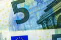 Selective focus on detail of EURO banknotes. Close up macro detail of EURO banknotes. World money concept, inflation and economy Royalty Free Stock Photo