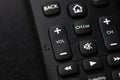 Selective focus, details of TV remote control buttons. Bucharest, Romania, 2021 Royalty Free Stock Photo