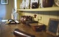 Selective focus on details in Victorian kitchen.