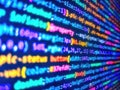 Selective focus. Developing programming and coding technologies. Website codes on computer monitor. Computer program. Abstract Royalty Free Stock Photo