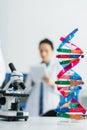 selective focus of dna model near Royalty Free Stock Photo