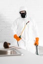 Selective focus of exterminator with toxic Royalty Free Stock Photo