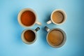 selective focus, a few mugs of tea Royalty Free Stock Photo