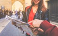 Woman searching for direction in the city Royalty Free Stock Photo