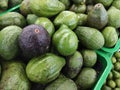 Selective focus of fresh avocado in the store