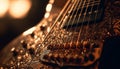 Selective focus on fretboard of acoustic guitar generated by AI Royalty Free Stock Photo