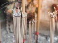 Incense sticks are burning with smoke Royalty Free Stock Photo