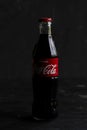 selective focus, glass Coca-cola bottle