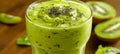 Selective focus green kiwi smoothie detox diet vegetarian option for healthy eating