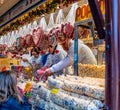 Sweet and treat stall at the Aachen Christmas market in Germany