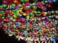 Selective focus on hand painted paper ball lanterns along main entrance street of KHON KAEN university in KHONKAEN province, THAIL