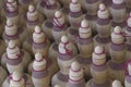 Selective focus of Handmade traditional Malay craft known as `labu sayong`.It is a hand made water storage container. Clay potte Royalty Free Stock Photo