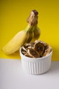 selective focus, healthy snack, dried banana