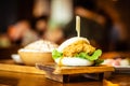 Selective focus Hirata Buns. Japanese traditional food. Asian cuisine made from steamed buns stuffed with salad and delicious Royalty Free Stock Photo