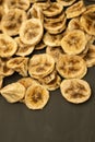 selective focus, circles of dried bananas