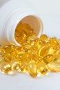 Selective focus image. Fish oil nutritional supplement capsules Royalty Free Stock Photo