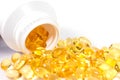 Selective focus image. Fish oil nutritional supplement capsules Royalty Free Stock Photo