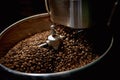 selective focus image of mixing machine for whole grin coffee
