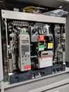 Selective focus image with noise effect Air Circuit Breaker mount on low voltage switchboard. Royalty Free Stock Photo