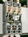 Selective focus image with noise effect mould case circuit breaker interior. Royalty Free Stock Photo