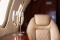 selective focus of interior of plane