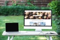 selective focus of laptop with blank screen computer with depositphotos Royalty Free Stock Photo