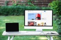 selective focus of laptop with blank screen computer with ebay website