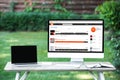 selective focus of laptop with blank screen computer with soundcloud website