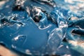 Selective focus of lubricating grease Lithium complex NLGI 3 with blue dye on the plate. Industrial and automotive concept.