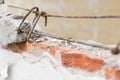 Masonry wall is broken and rust steel bar Royalty Free Stock Photo