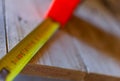 Selective focus of a measure tape on 5 centimeters. Royalty Free Stock Photo