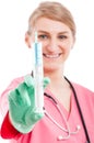 Selective focus of medical nurse holding syringe Royalty Free Stock Photo