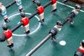 selective focus, metal players detail on a foosball table Royalty Free Stock Photo