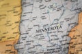 Selective Focus Of Minnesota State On A Geographical And Political State Map Of The USA