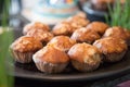 Selective focus of Muffins in a tray on the buffet table Royalty Free Stock Photo