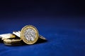 Selective Focus of the New UK One Pound Sterling Coin - money concept, economy concept, credit crunch Royalty Free Stock Photo