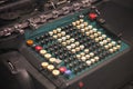 Selective focus, old calculating machine, or mechanical calculator at Science Museum in London Royalty Free Stock Photo