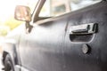 Selective focus of Old car door handle Royalty Free Stock Photo