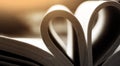 Selective focus of Open book with heart sign,Soft focus shape of heart on book in black and white with orange light, love peace ba