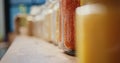 Selective focus of pasta and cereals in glass jars Royalty Free Stock Photo