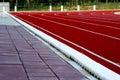 Selective focus picture line of running track lanes Royalty Free Stock Photo