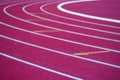 Selective focus picture line of running track lanes Royalty Free Stock Photo