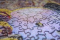 Selective focus of pieces puzzle, puzzle background. Royalty Free Stock Photo