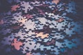 Selective focus of pieces puzzle jigsaw